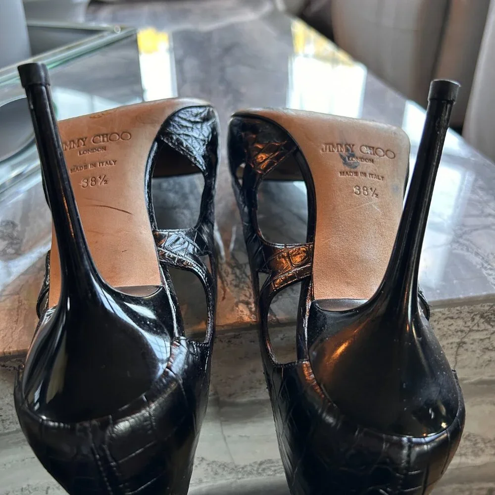 Jimmy Choo Encore Pump in Printed Mock Crock Black 38.5 - Picture 4 of 7